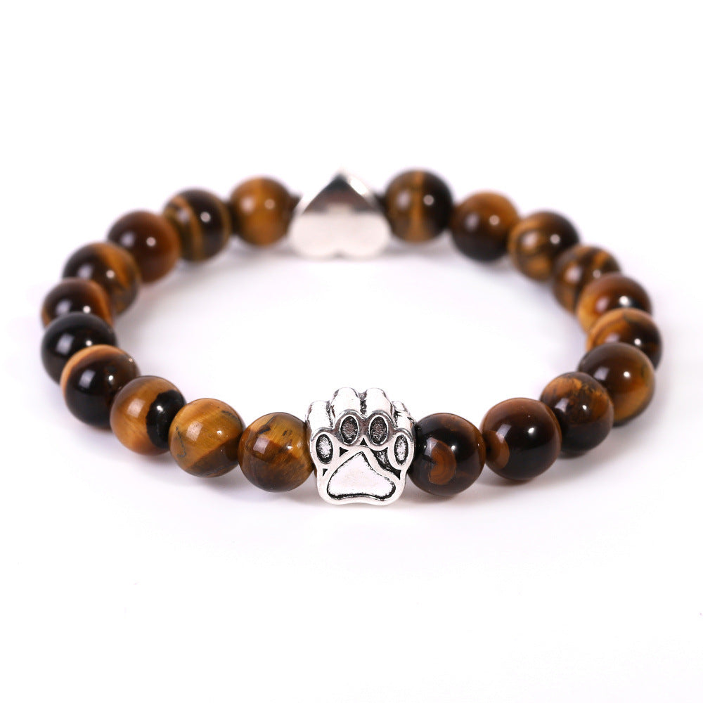 Tiger's Eye Indian Onyx Dog Paw Bracelet